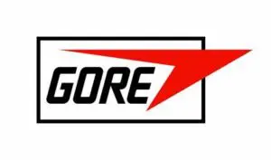 A red and black logo for gore